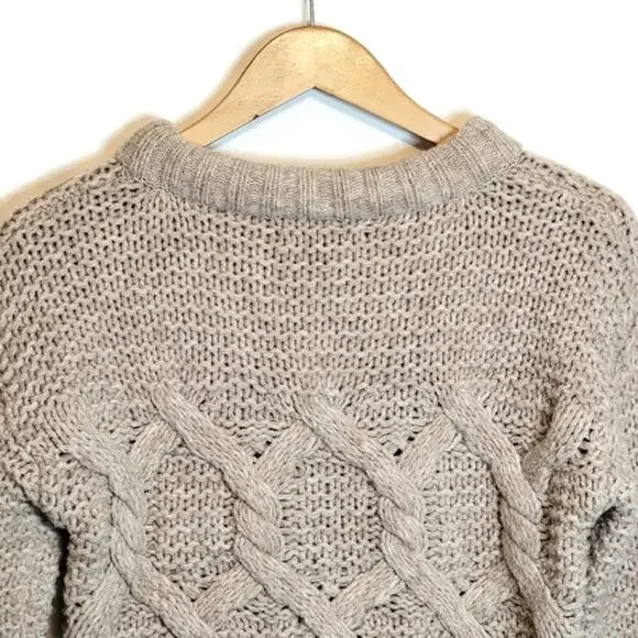 Banana Republic Fisherman Cable Knit Sweater Merino Wool Classic Tan Beige Small - Picture 9 of 14